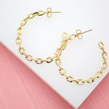 18K Gold Filled Paper Clip Open Hoop Earrings (K165)(K168)(K211)(K235)
