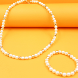 18K Gold Filled White Beaded Pearl Necklace