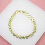 18K Gold Filled Round Circle Bracelet With Clear Round Circle Shaped CZ Stones (I135)