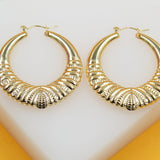 18K Gold Filled Thick Textured Hoop Earrings