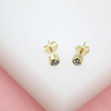 18K Gold Filled Stud Earrings With CZ Cubic Zirconia Stone