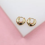 18K Gold Filled Small Rounded Thick Huggies Earrings (L177A)