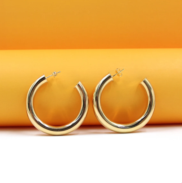 18K Gold Filled Thin Open Hoop Earrings | Gold Open Hoop Studs | Gold Hoop Earrings (J27, J28, J29, J30)