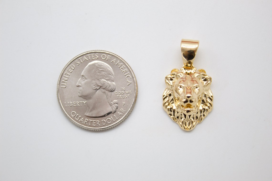 18K Gold Filled Lion Pendant Head King of the Jungle Pendant (A178)