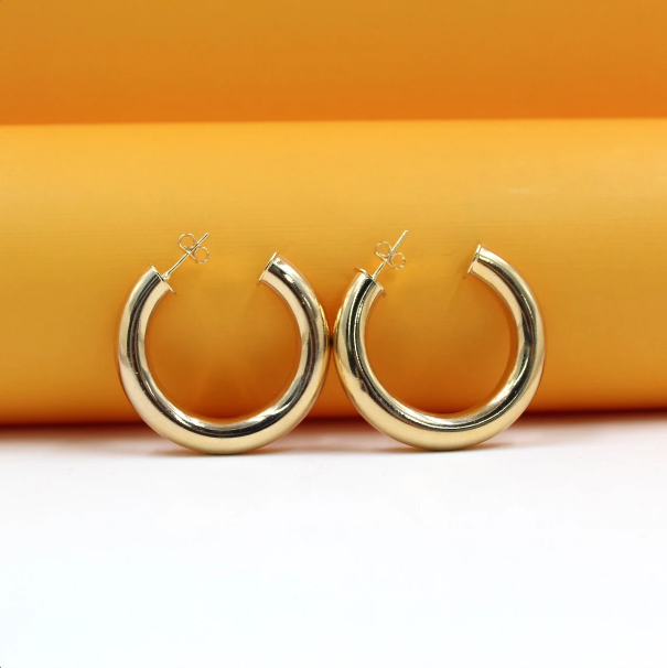 18K Gold Filled Thin Open Hoop Earrings | Gold Open Hoop Studs | Gold Hoop Earrings (J27, J28, J29, J30)