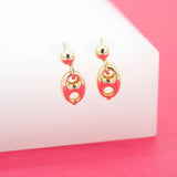 18K Gold Filled Dangle Puffy Mariner Earrings (L16)