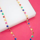 18K Gold Filled Enamel Square Fringe Choker (F221A)