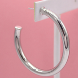 18K Rhodium Filled Thick Chunky Hoops | Lever Back Hoops (J61)