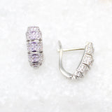 18K Rhodium Filled Oval Stacked Pave Huggies (L270)