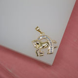 18k Gold Filled Horse Shoe Pendant With CZ Stones