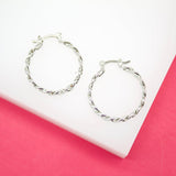 18K Gold Filled 4mm Curb Cuban Hoops Lever Back Hoop (K198)