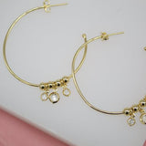 18K Gold Filled Open Hoop Earrings With Ball CZ Cubic Zirconia Stones (K94)