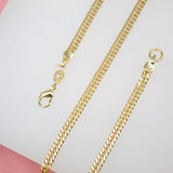 18K Gold Filled 3mm Double Curb Cuban Link Chain (F27)