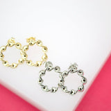 18K Gold Filled Twisted Hoop Stud Earrings (L33)