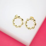 18K Gold Filled Twisted Hoop Stud Earrings (L33)