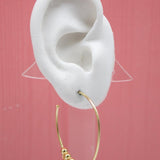 18K Gold Filled Open Hoop Earrings With Ball CZ Cubic Zirconia Stones (K94)