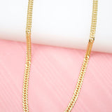 18K Gold Filled 3mm Double Curb Cuban Link Chain (F27)