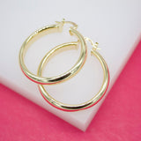 18K Gold Filled 6mm Thin Lever Back Hoop Earrings