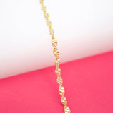 18K Gold Filled 2.20mm Designed Twisted Herringbone Snake Chain (H5)