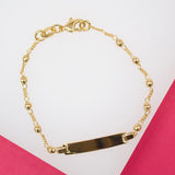 Gold Filled Beaded Figaro Bracelet With Plate