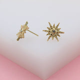 18K Gold Filled Shining Star Stud Earrings With CZ Stones