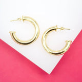 18K Gold Filled 5mm Open Hoop Stud Hoops Earrings