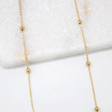 18K Gold Filled Bead Diamond Cut Rolo Necklace