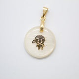 Stone 18K Gold Filled Boy & Girl Madre Pearl Pendant