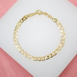 18K Gold Filled Cuban Link 4mm Chain Bracelet (I264)