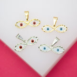 18K Gold Filled Small Evil Eyes Pendant Charms (A204)