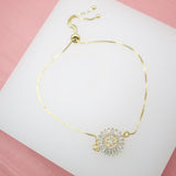 18K Gold Filled Star Adjustable Box Chain Bracelet With Micro CZ Stones (I186)