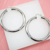 18K Rhodium Filled 7mm Thick Chunky Hoops Lever Back Hoop (J19)(J20)(J21)(J22)