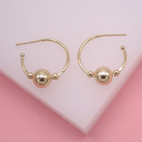 18K Gold Filled Round Beaded Hoop Earrings (K299)