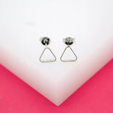 18K Rhodium Filled Outlined Triangle Stud Earrings (L15)