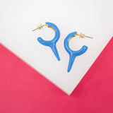18K Gold Filled Enamel Slim Short Spikey Spike Stud Earrings