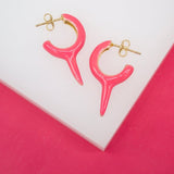 18K Gold Filled Enamel Slim Short Spikey Spike Stud Earrings