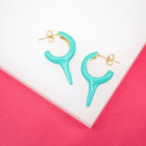 18K Gold Filled Enamel Slim Short Spikey Spike Stud Earrings