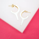 18K Gold Filled Enamel Slim Short Spikey Spike Stud Earrings