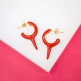 18K Gold Filled Enamel Slim Short Spikey Spike Stud Earrings