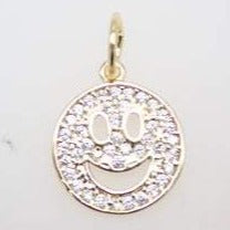 18K Gold Filled Happy Smile Face Charm Pendant With CZ Stones (A67A)