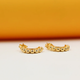 Gold Beaded Half Hoop Earrings