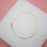 18K Gold Filled 2mm Paper Clip Link Bracelet (I354)