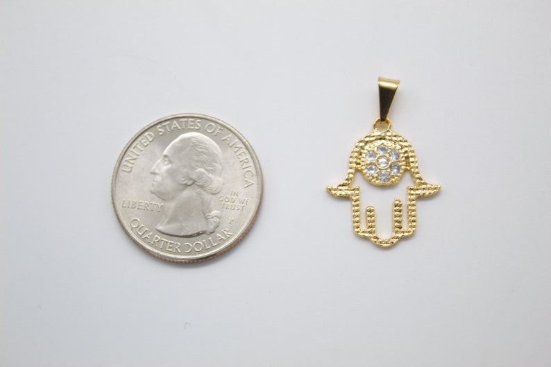 18K Gold Filled Hamsa Hand Pendant