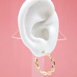 18K Gold Filled Paper Clip Open Hoop Earrings (K165)(K168)(K211)(K235)