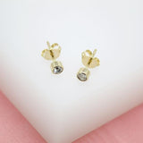 18K Gold Filled Stud Earrings With CZ Cubic Zirconia Stone
