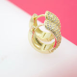 18K Gold Filled Rounded Pave CZ Huggies (L66)