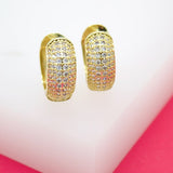 18K Gold Filled Rounded Pave CZ Huggies (L66)