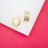 18K Gold Filled Thick Huggies Earrings With Micro Clear CZ Cubic Zirconia (L289)
