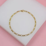 18K Gold Filled Rounded Figaro Inspired Box Bracelet (I35)