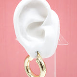 18K Gold Filled 8mm Thick Chunky Lever Back Hoop Earrings (J19)